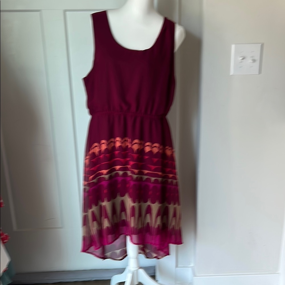 Massimo Maroon and Peach High Low Dress